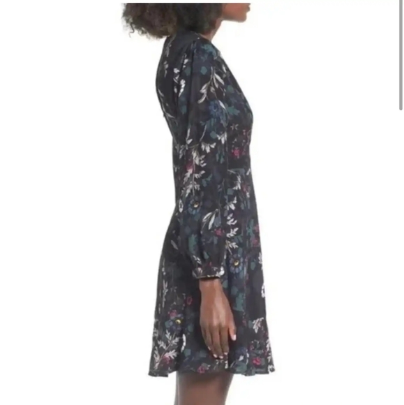 ASTR THE LABEL Multicolor Floral Long Sleeve V-Neck Back Zip A-Line Dress Size S - Picture 3 of 6